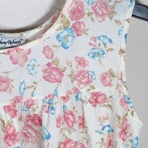 VTG Anthony Richards Floral Nightgown Sleep Dress Small Ruffled Hem Pink Blue